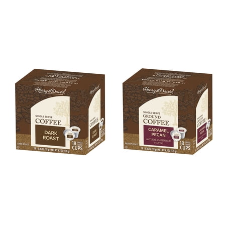 Harry & David Coffee Combo, Dark Roast, Caramel Pecan 2/18 Ct Boxes