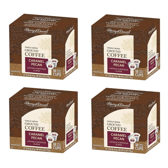 Harry & David Coffee in Single Serve Cups, 4/18 ct boxes (72 Count) (Caramel Pecan)