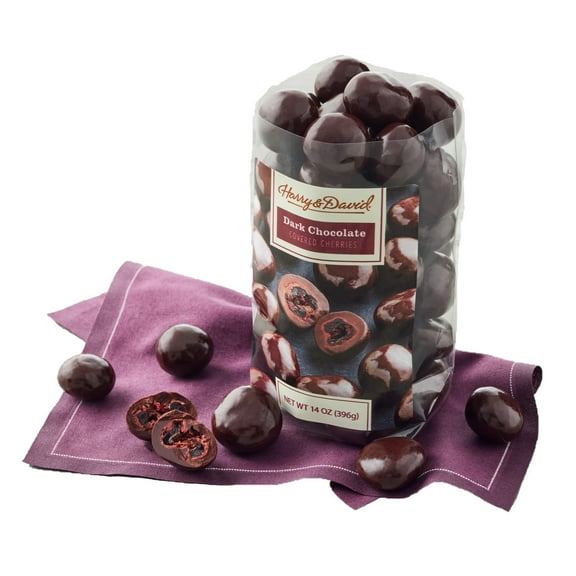 Harry & David Dark Chocolate Covered Cherries Gift Box, Gourmet Cherries Dipped In Dark Chocolate, Chocolate Covered Fruit, Gift For All Occasions, Thank You, Appreciation, 14Oz