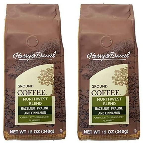 Harry & David Ground Coffee Northwest Blend With Hazelnut, Praline, And Cinnamon 12Oz Bag 2-Pack