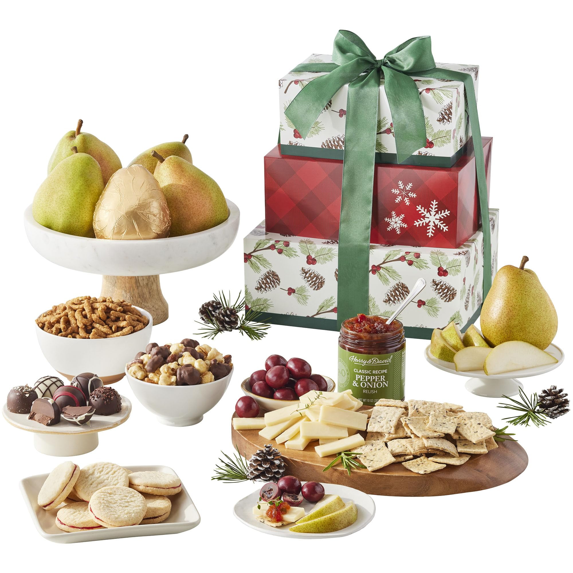 Harry & David Holiday Gift Tower, Gift Basket, Assorted Treats, Snacks, Sweets