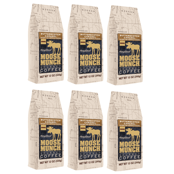 Harry & David Moose Munch Butterscotch Caramel, Medium Roast Ground Coffee, 12 Oz, 6 Pack