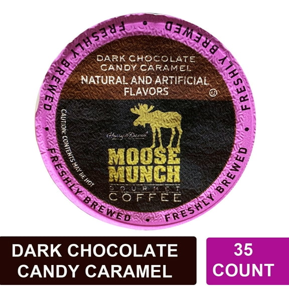 Harry & David Moose Munch Dark Chocolate Candy Caramel Medium Roast, Coffee Pods, 35 Ct
