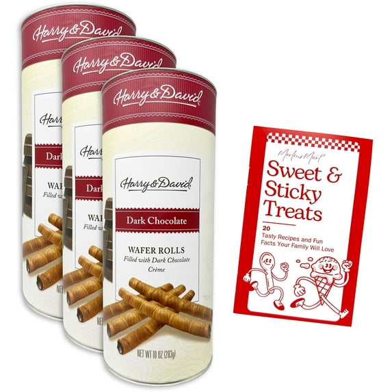 Harry & David Rolled Wafer Cookies (3 pack)- Dark Chocolate (10 oz) + MerlinsMart Zine