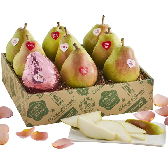 Harry & David Royal Riviera Pear Lovers Valentine's Day Gift Box, Fresh Gourmet Pears, 7-9 Premium Pears, Valentine's Day Removable Stickers, Healthy Fruit Gift, 5 Lb