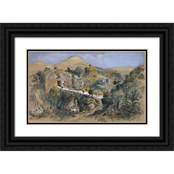 Harry Fenn 14x11 Black Ornate Wood Framed Double Matted Museum Art Print Titled: Caesarea Philippi (Banias)