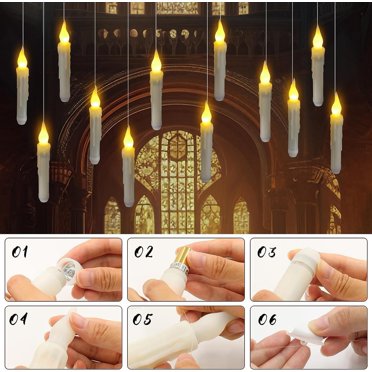 Party Decor, Harry Potter Floating LED Candles Flameless With Magic Wand Remote Control, Christmas Gifts Halloween Decorations For Home Church Party Battery Ope