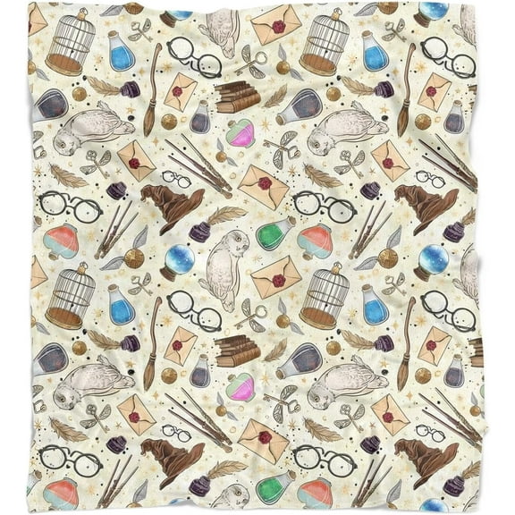 Harry Gifts Blanket Witchcraft with Magic Elements Throw Blanket Decor - Christmas Birthday Gifts for Kids Son Daughter Grandson Granddaughter - Super Soft Blanket Lightweight