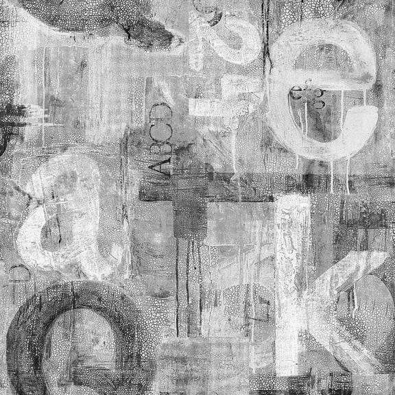 Harry & Grace Ash Graphic Letters Peel And Stick Wallpaper - 27 ft. W x 18 ft. L Roll
