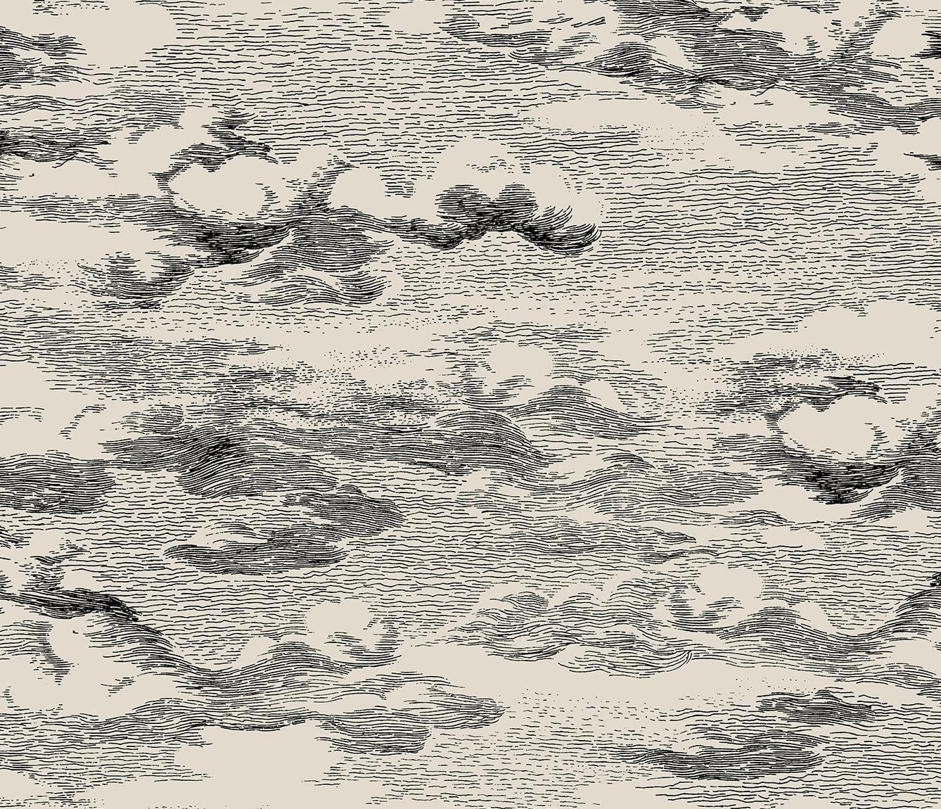Harry & Grace Beige & Black Clouds Peel And Stick Wallpaper - 20.5 ft. W x 18 ft. L Roll