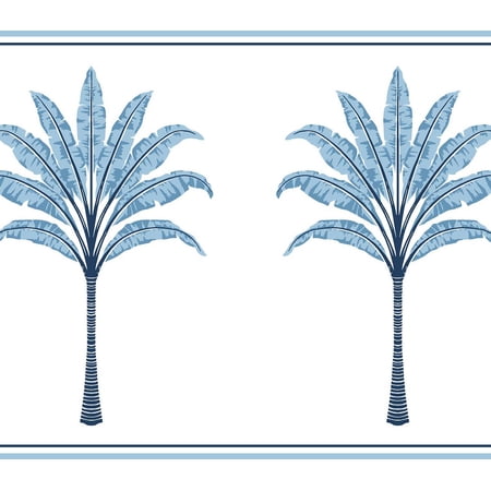Harry & Grace Blue Lake Montgomery Palm Peel and Stick Wallpaper Border