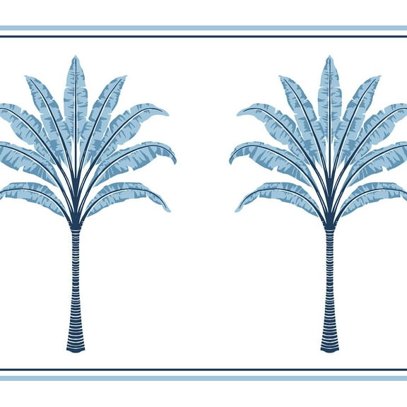 Harry & Grace Blue Lake Montgomery Palm Peel and Stick Wallpaper Border