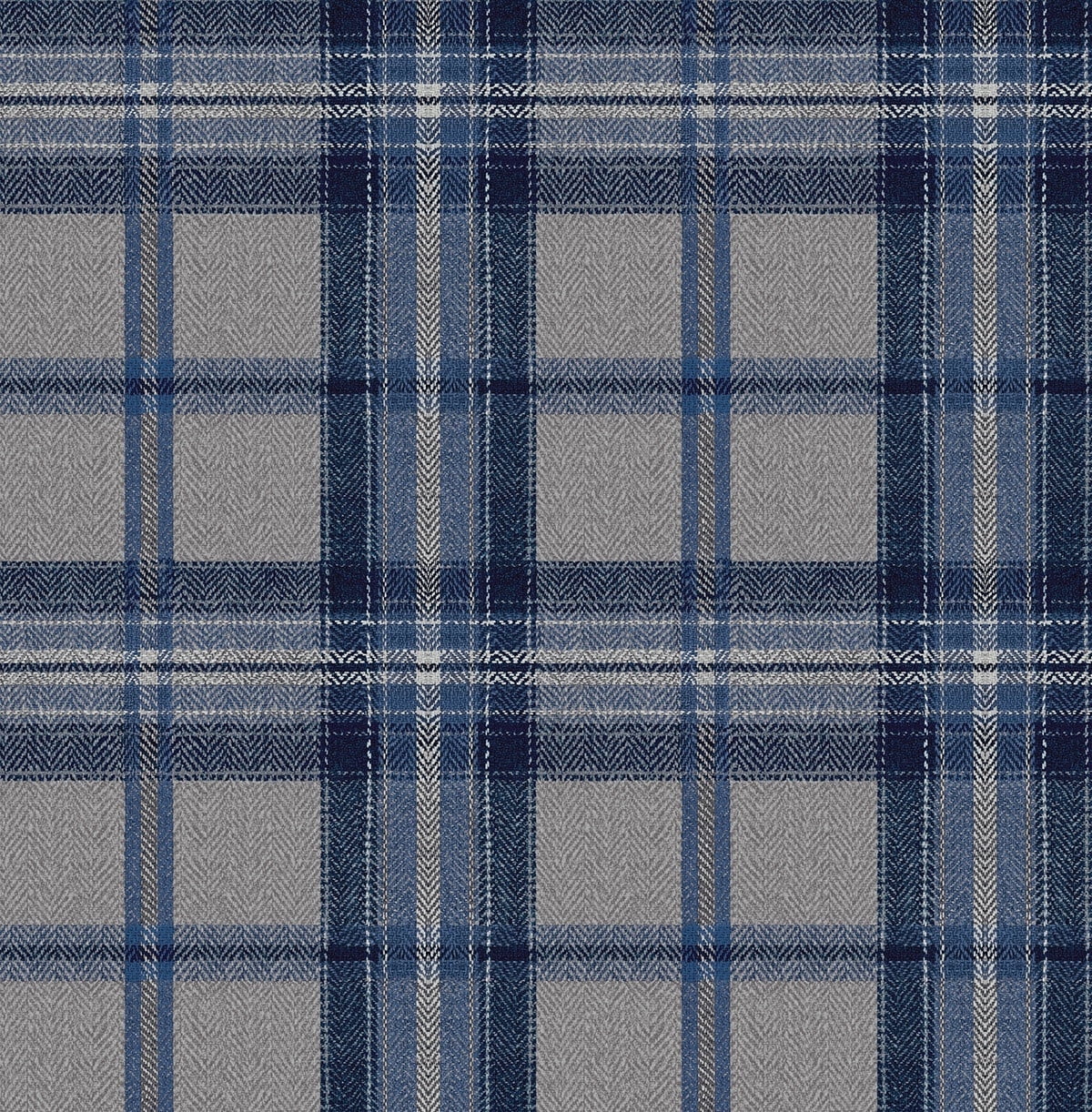 Harry & Grace Blue Smoke Herringbone Plaid Premium Matte Non-Woven Peel and Stick Wallpaper - 20.5 in. W x 18 ft. L Roll