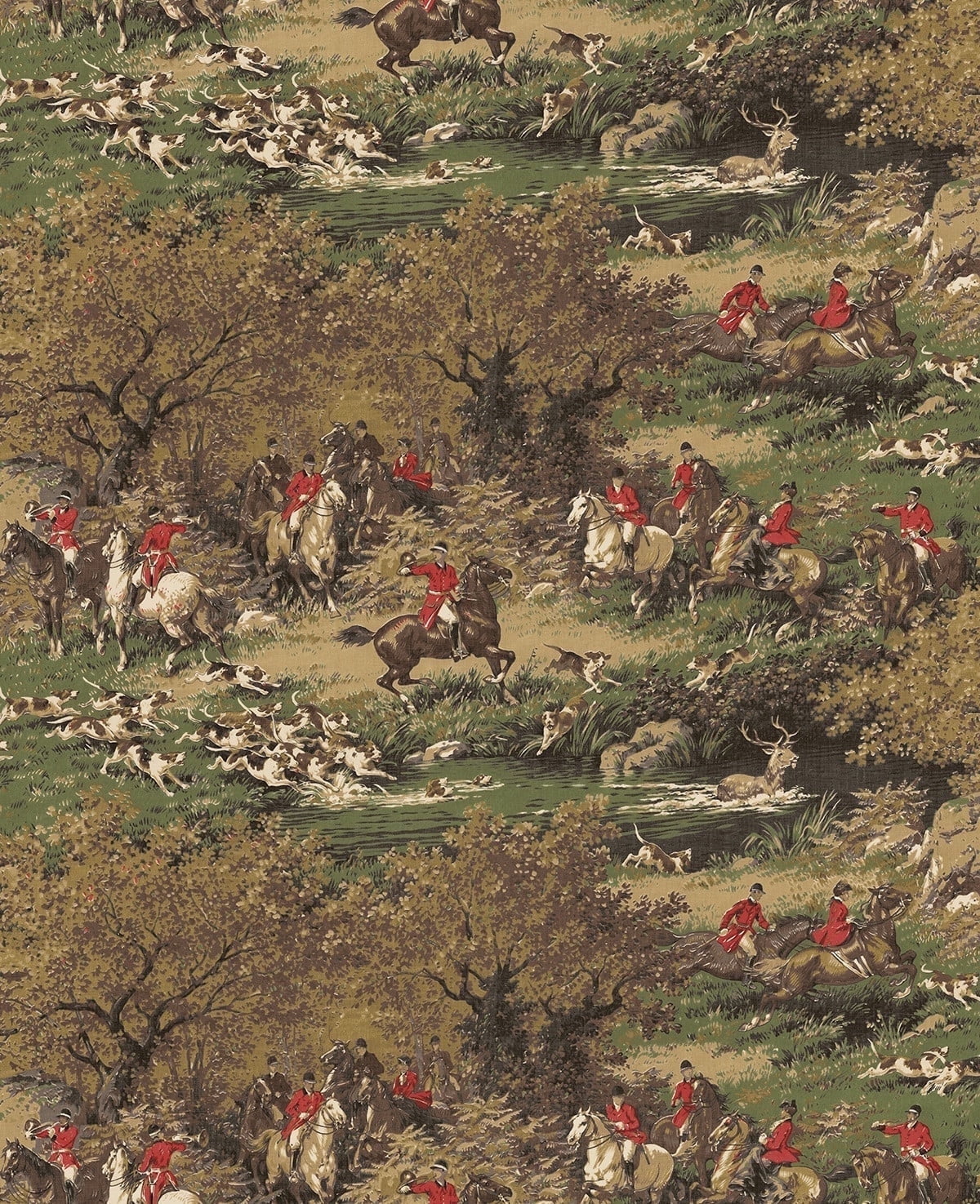 Harry & Grace Chestnut & Rosemary Taunton Hunt Scene Premium Matte Non-Woven Peel and Stick Wallpaper - 20.5 in. W x 18 ft. L Roll