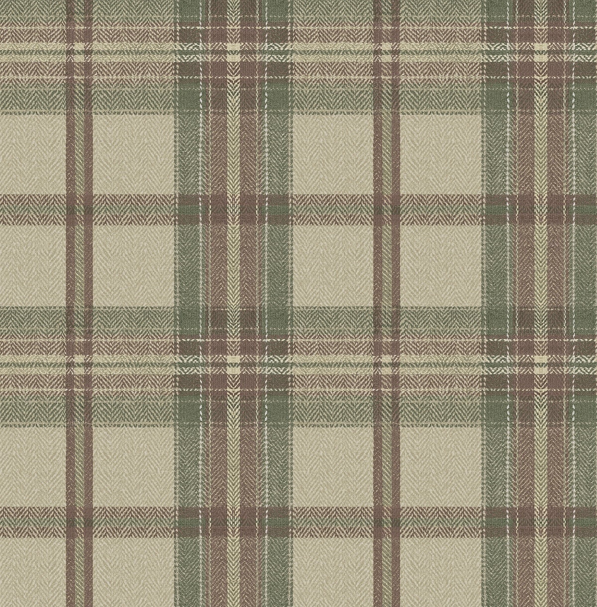 Harry & Grace Clay & Sage Herringbone Plaid Premium Matte Non-Woven Peel and Stick Wallpaper - 20.5 in. W x 18 ft. L Roll