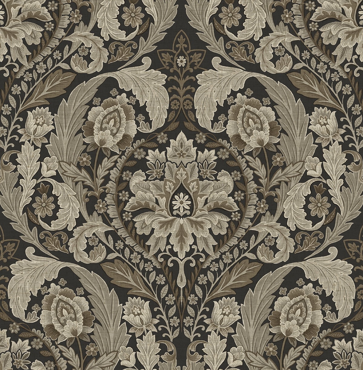 Harry & Grace Cliffside Thornton Vintage Damask Peel and Stick Wallpaper - 20.5 in. W x 18 ft. L Roll
