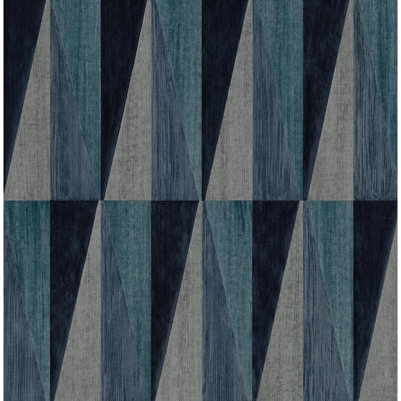 Harry & Grace Denim Blue Pieced Diamonds Peel and Stick Wallpaper - 20.5 in. W. x 18 ft. L. Roll