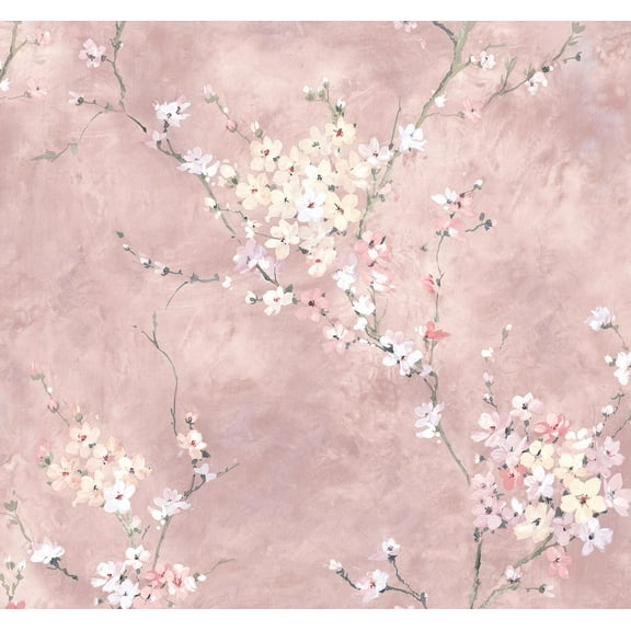 Harry & Grace Dusty Rose Floral Blossom Peel and Stick Wallpaper - 27 in. W. x 18 ft. L. Roll
