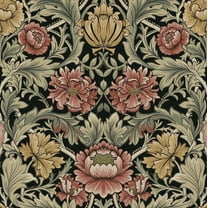Harry & Grace Ebony Acanthus Floral Cameo Peel and Stick Wallpaper - 20.5 in. W x 18 ft. L Roll