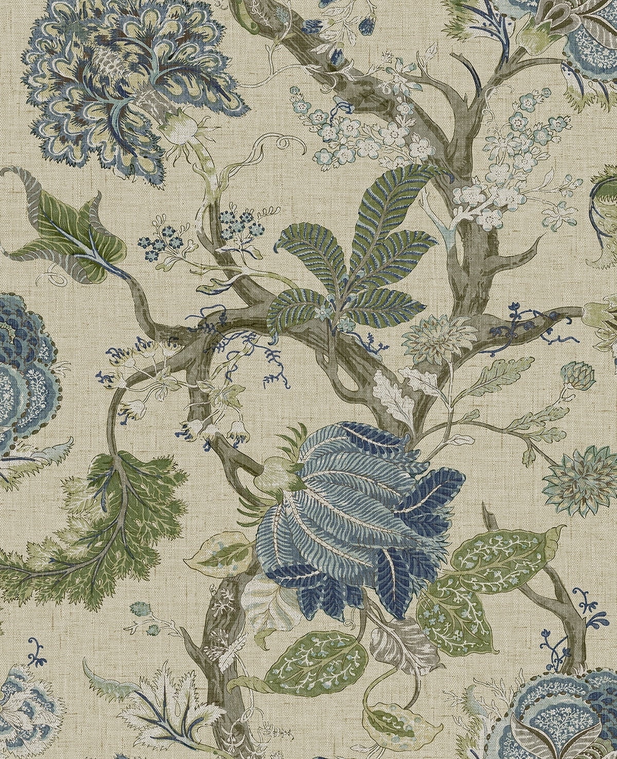 Harry & Grace Fern & Blueprint Jacobean Trail Premium Matte Non-Woven Peel and Stick Wallpaper - 20.5 in. W x 18 ft. L Roll
