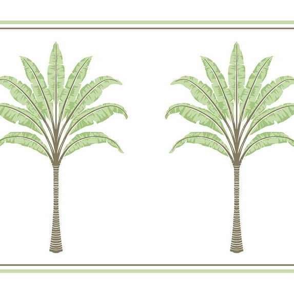 Harry & Grace Green Tea Montgomery Palm Peel and Stick Wallpaper Border