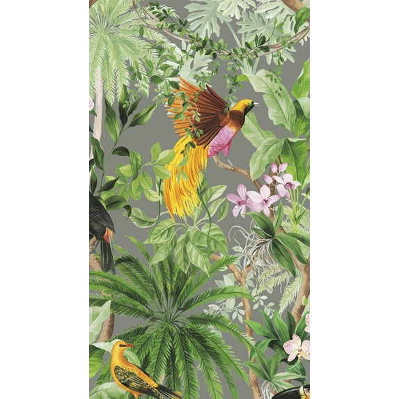 Harry & Grace Grey Tropical Bird Peel and Stick Wallpaper