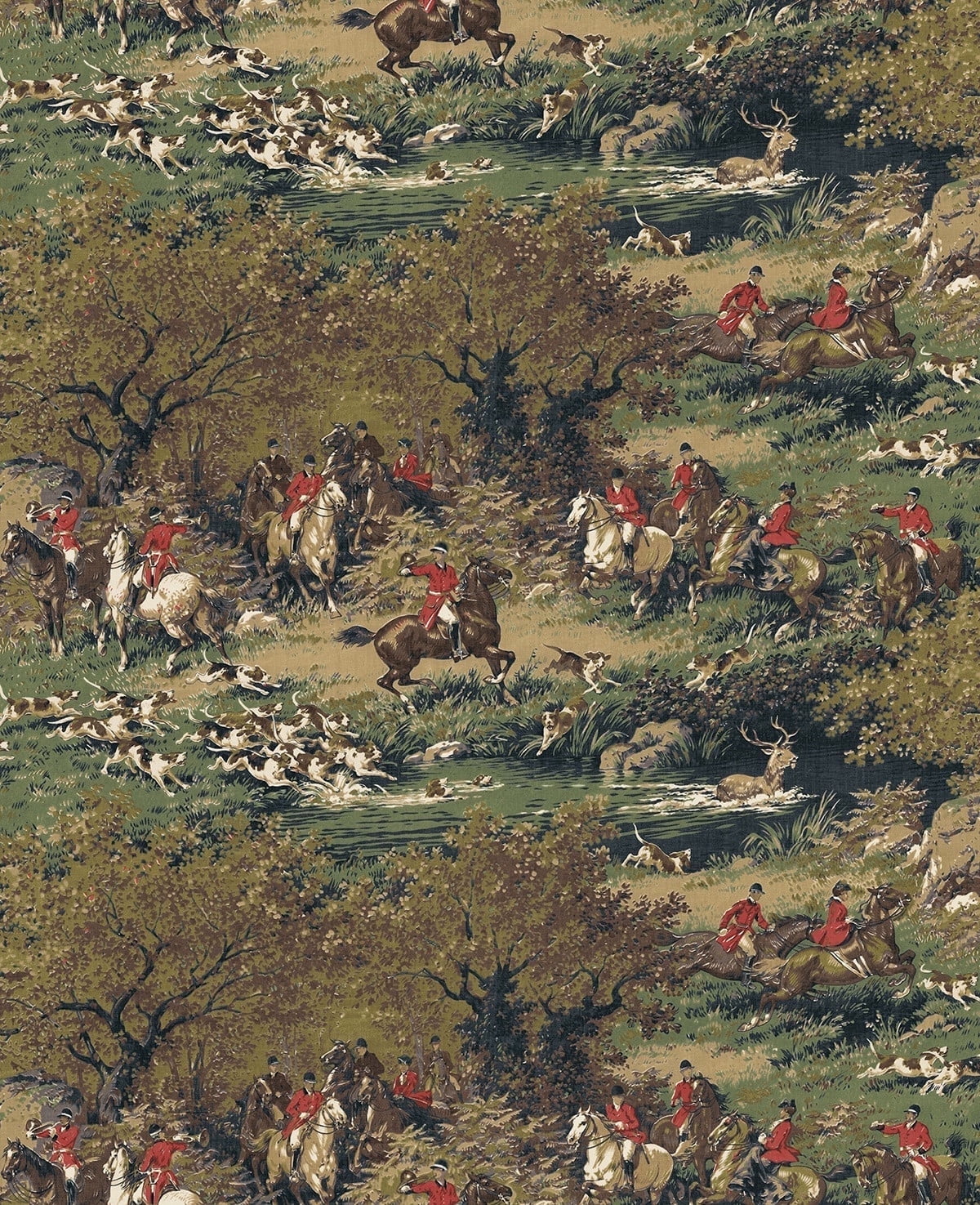 Harry & Grace Olive & Midnight Taunton Hunt Scene Peel and Stick Wallpaper - 20.5 in. W x 18 ft. L Roll