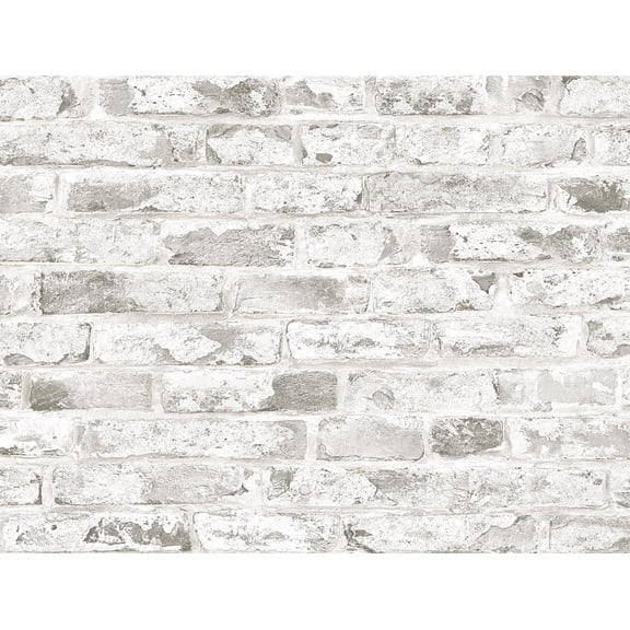 Harry & Grace Pearl Grey Faux Rustic Brick Peel and Stick Natural Wall Backdrop Panel - 20.5 in. W x 9 ft. L Roll