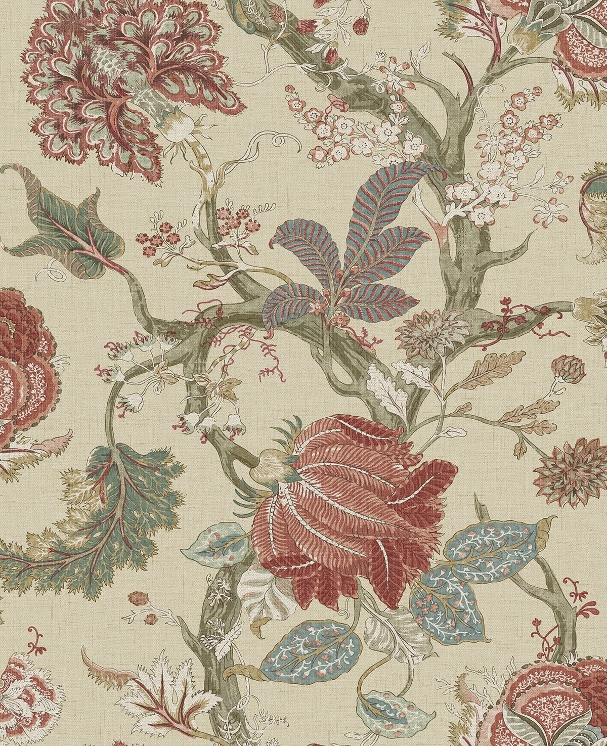 Harry & Grace Pine & Rosewood Jacobean Trail Premium Matte Non-Woven Peel and Stick Wallpaper - 20.5 in. W x 18 ft. L Roll