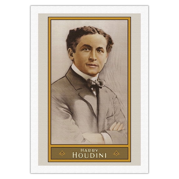 Harry Houdini - Illusionist and Stunt Performer - Vintage Magic Poster c.1911 - Fine Art Rolled Canvas Print 27in x 40in