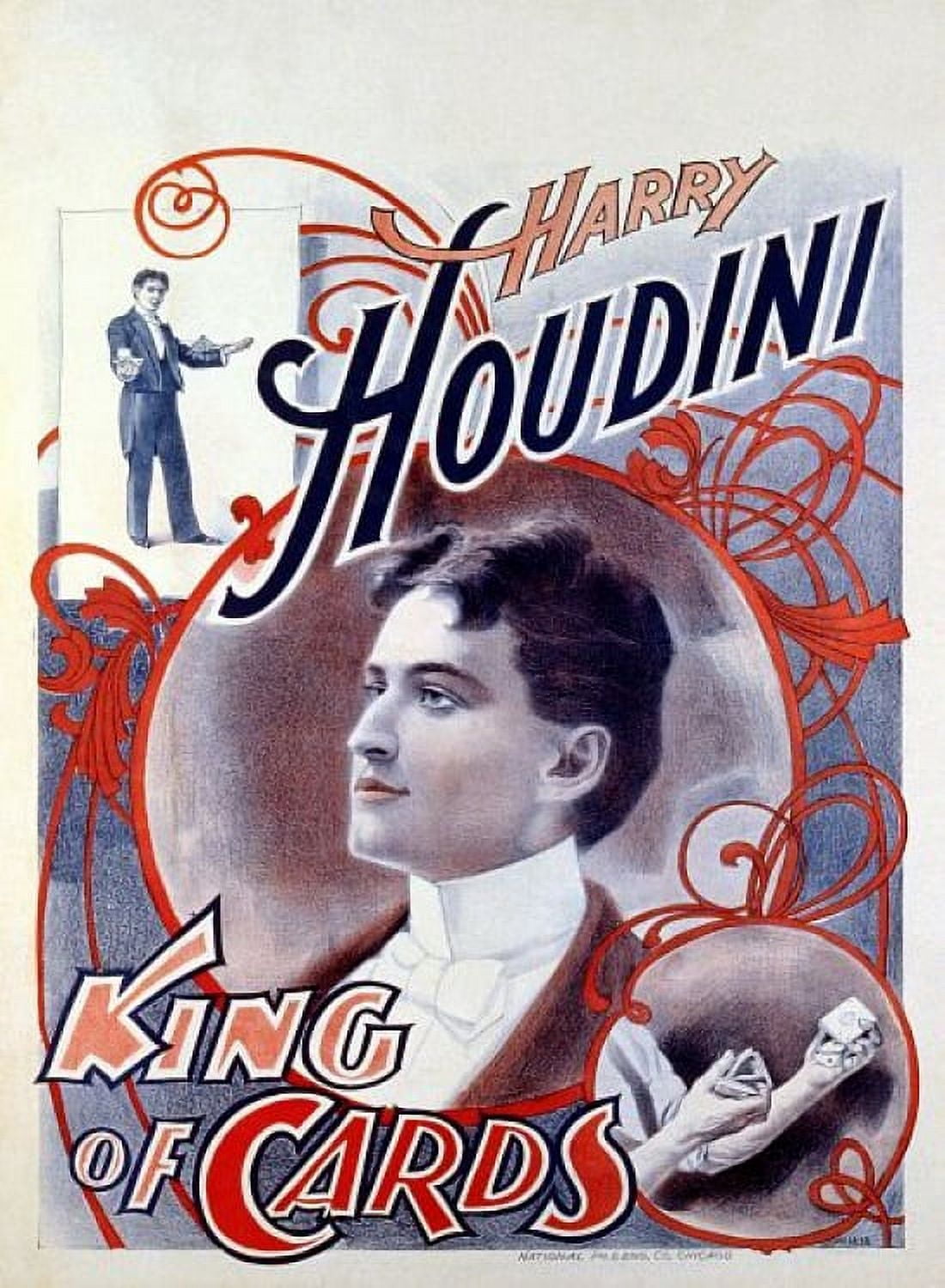 Harry Houdini King Of Cards Magic Canvas Art - (36 x 54)