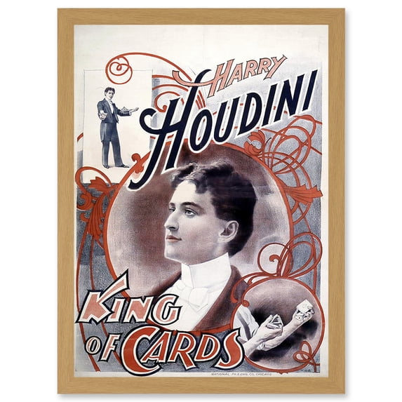 Harry Houdini The Magician King Of Cards Escapologist A4 Artwork Framed Wall Art Print