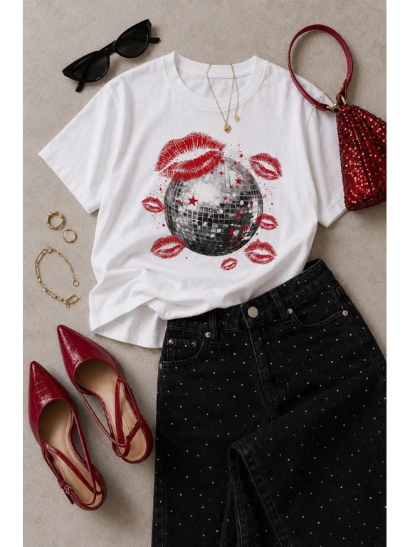 Harry Inspired Disco Kisses T-Shirt, Retro Disco Ball Graphic Tee, Y2K Pop Music Shirt, Concert Style Fan Gift