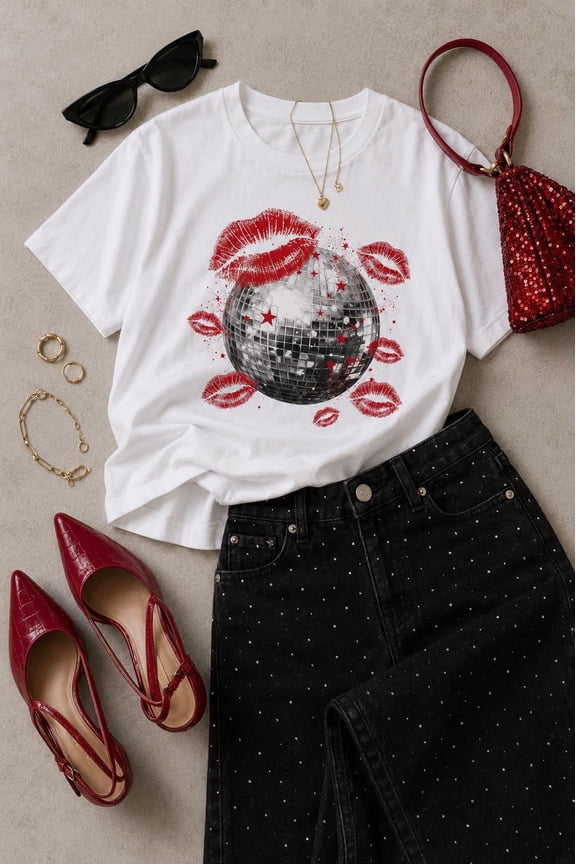 Harry Inspired Disco Kisses T-Shirt, Retro Disco Ball Graphic Tee, Y2K Pop Music Shirt, Concert Style Fan Gift