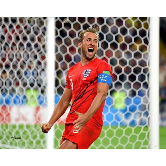 Harry Kane England National Team Autographed 8" x 10" Red Jersey Celebrating 6th Goal in 2018 FIFA World Cup Photograph - Fanatics Authentic Certified