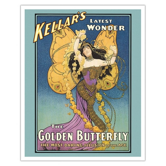 Harry Kellar’s Latest Wonder - The Golden Butterfly - Vintage Magic Poster c.1906 - Fine Art Matte Paper Print (Unframed) 16x20in