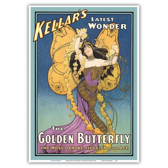 Harry Kellar’s Latest Wonder - The Golden Butterfly - Vintage Magic Poster c.1906 - Master Art Print 10in x 14in