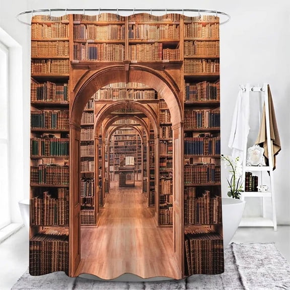 Harry Magic Bookshelf Broom Shower Curtains Old Vintage Wood Grain Retro Home Decor Waterproof Bathroom Curtain With