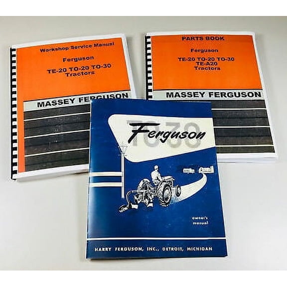 Harry Massey Ferguson To-30 Tractor Service Repair Parts Operators Manual Set