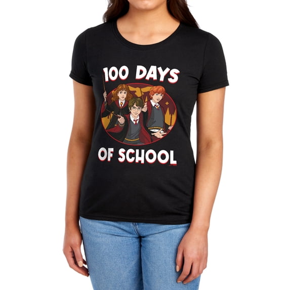 Harry Potter 100 Days of School Women's T Shirt, Black, Small