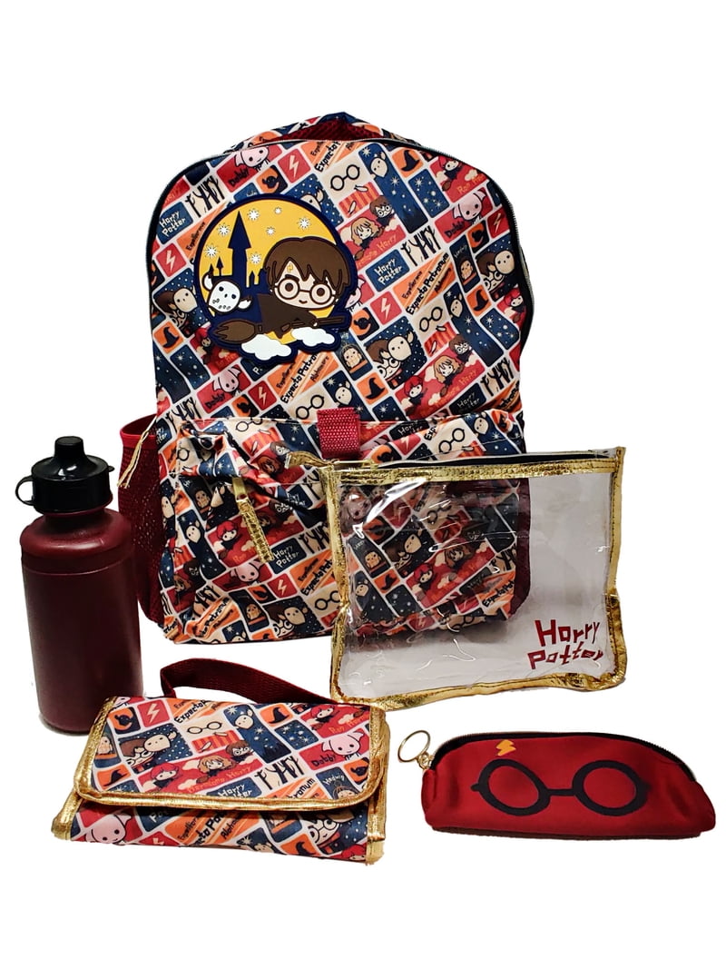 Harry Potter Backpack Chibi Characters w/ Water Bottle and Accessory‎ Bag Amazon.com | Harry Potter Backpack Set for Girls - 16  main image 2