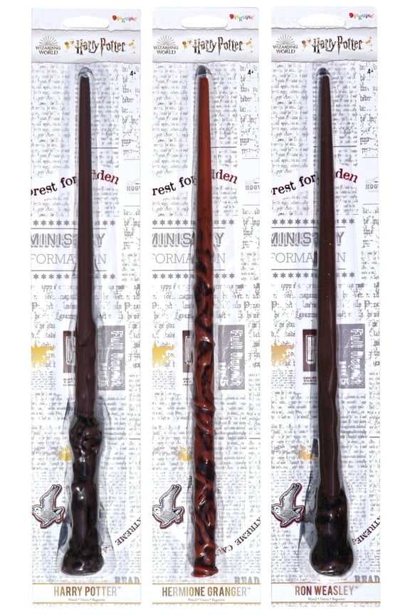 3 Piece Magic Wand Set: Harry, Hermione, Ron Costume Toy Wizarding World Wands Teens Adults