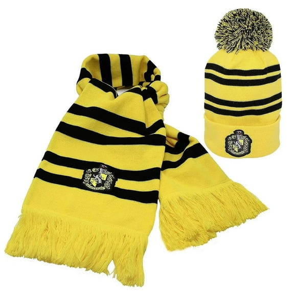 Harry Potter Adult Hufflepuff Hat And Scarf Set