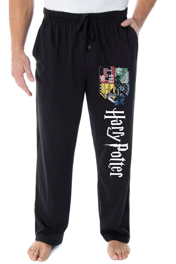 Harry Potter Adult Mens' Hogwarts Crest Collegiate Style Pajama Lounge Pants