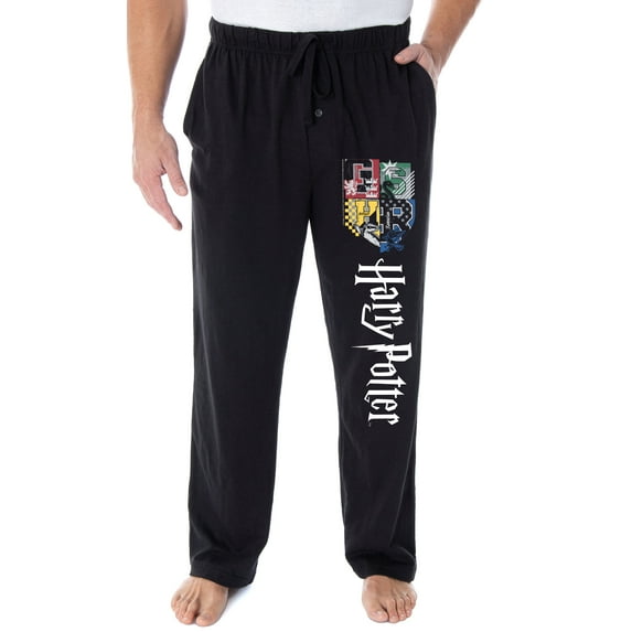 Harry Potter Adult Mens' Hogwarts Crest Collegiate Style Pajama Lounge Pants