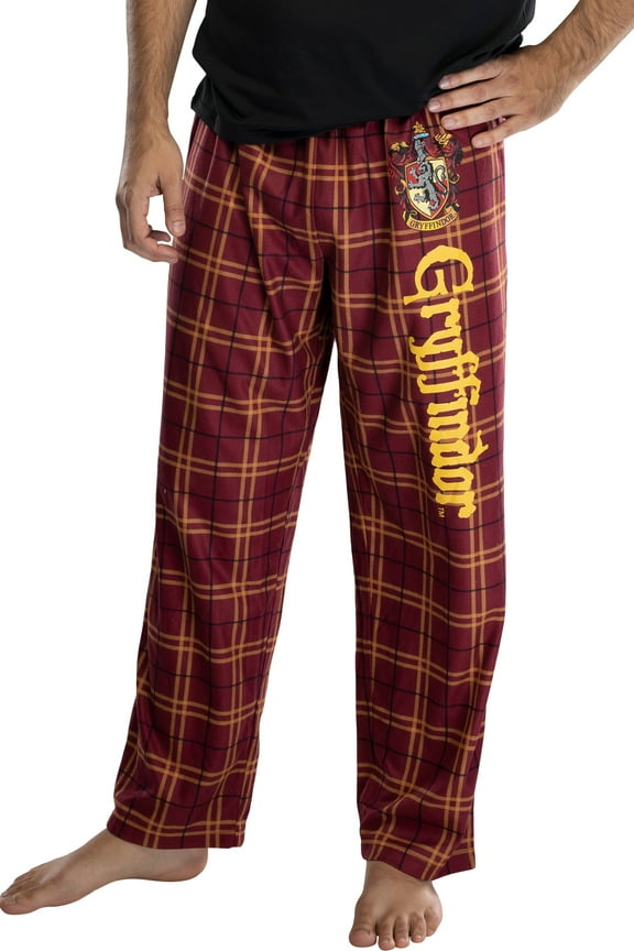 Harry Potter Men's Hogwarts House Crest Plaid Lounge Pajama Pants All 4 Houses Gryffindor Ravenclaw Slytherin Hufflepuff