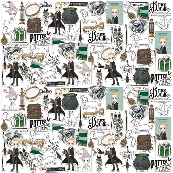 Harry Potter And The Deathly Hallows Part 2 Chibi Draco Collection 100Ct Sticker Pack