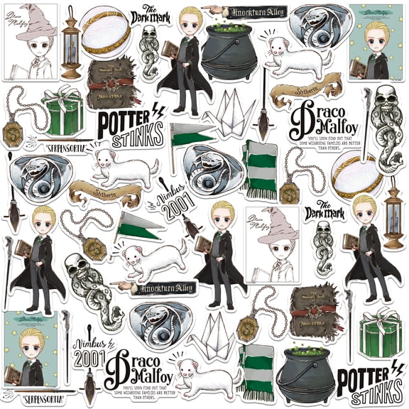Harry Potter And The Deathly Hallows Part 2 Chibi Draco Collection 50Ct Sticker Pack