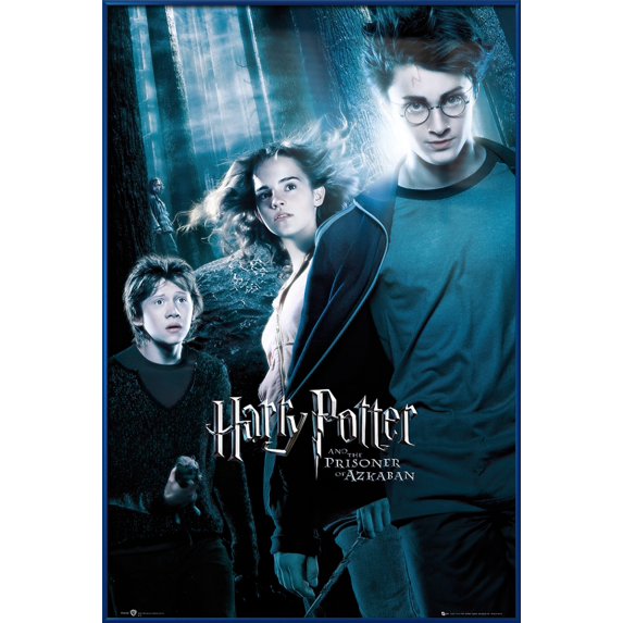 Harry Potter And The Prisoner Of Azkaban - Framed Movie Poster (Regular Style) (Size: 25" X 37") (Metallic Blue Plastic Frame)