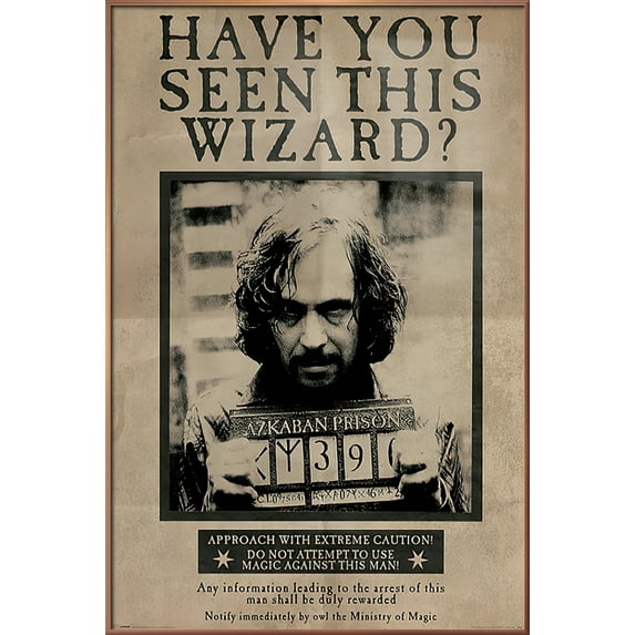 Harry Potter And The Prisoner Of Azkaban - Framed Movie Poster (Wanted: Sirius Black) (Size: 25" X 37") (Shiny Copper Aluminum Frame)